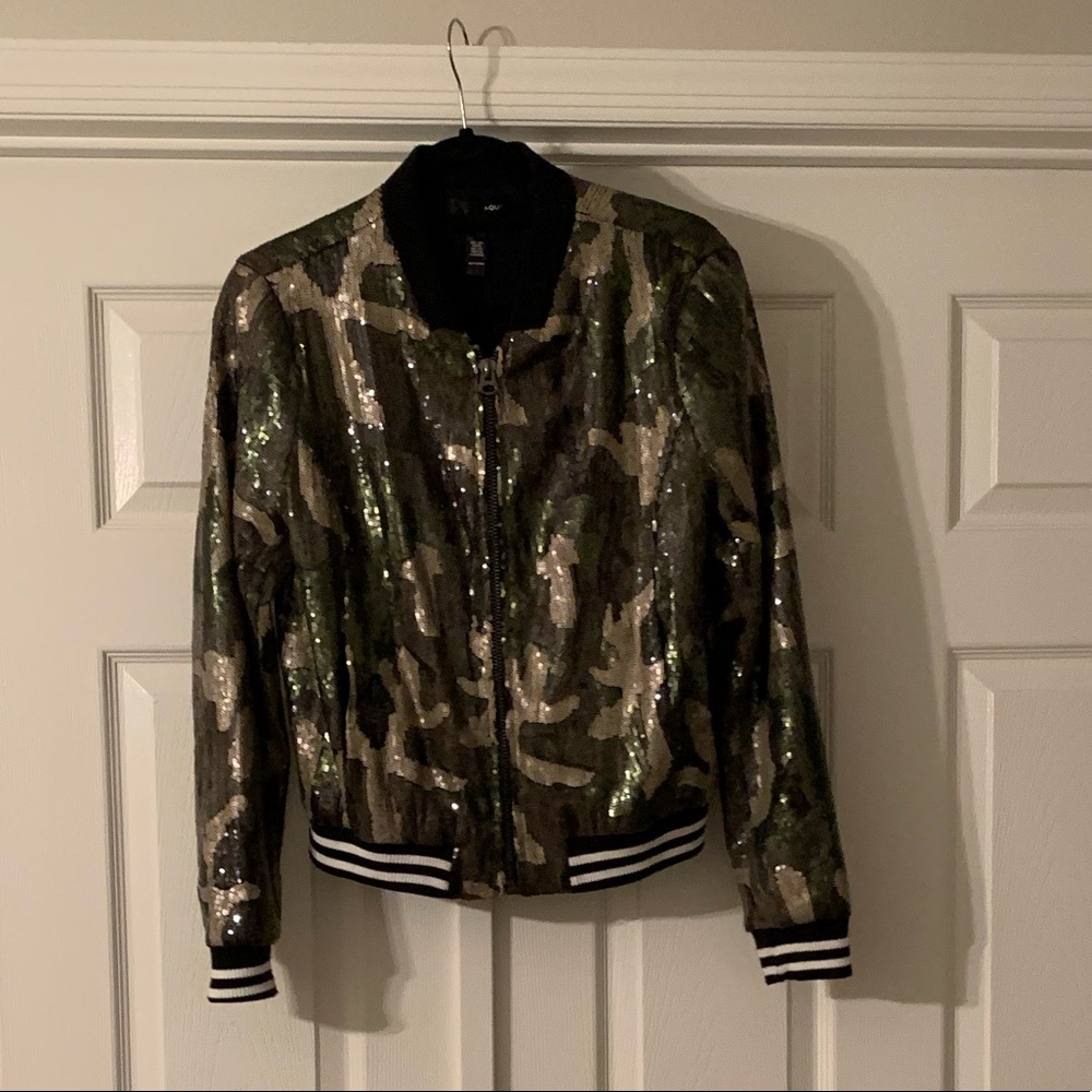 Aqua (Bloomingdale’s) sequin bomber